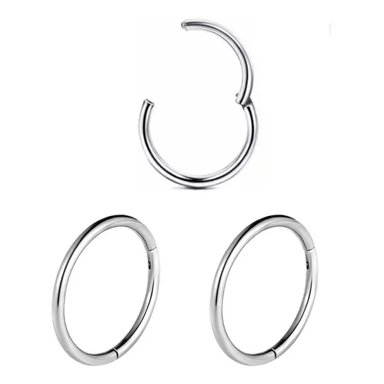 02 Piercing Cartilagem Argola Click Inox 316 12mm X 1,2mm
