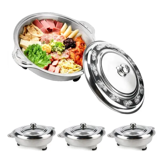4 Rechaud Inox Leve Travessa Com Tampa Transparente Buffet R