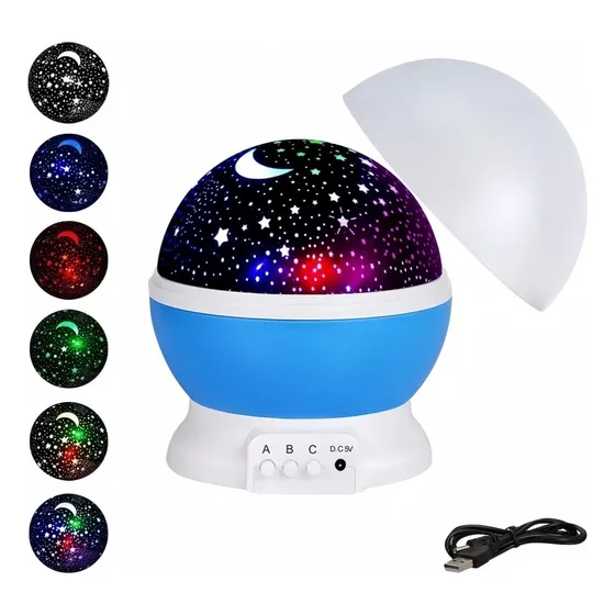Lampara Proyector De Estrellas Luces Led, Azul ,usb O Pilas