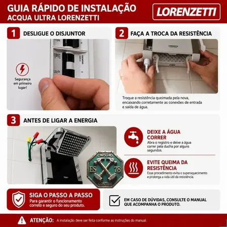 Resistência Lorenzetti para Ducha Acqua Ultra 220V 7800W 3065B