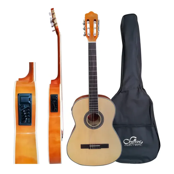 Guitarra Electroacustica 39 Pulgada Delgada Sevillana / 8942 Color Dorado Claro