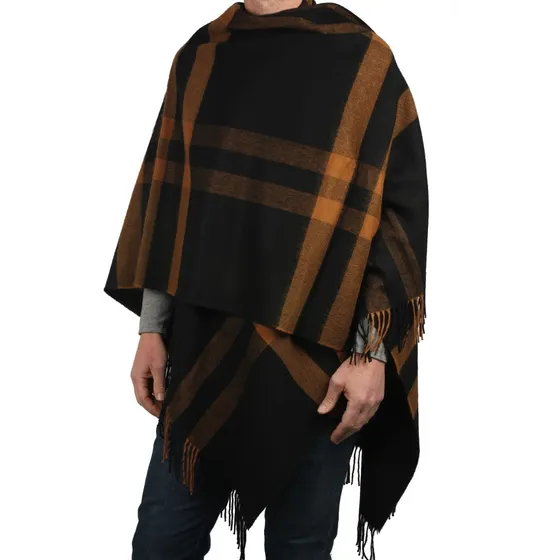 Ruana Poncho Mantón Hombre Escocés Cuadros Kilt
