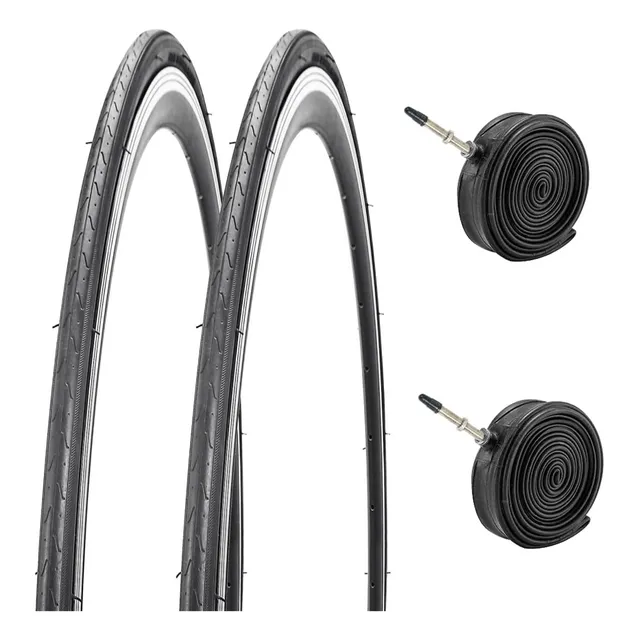 X2 Neumáticos Bicicleta Aro 700x23c Plegables + 2 Cámaras