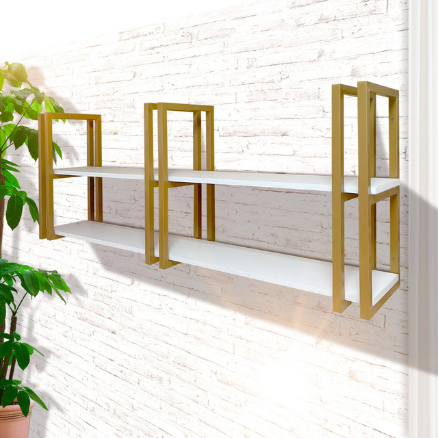 Prateleira Estante Dourada Moderna Luxuosa Industrial Suspen Prateleira Estante Dourada Moderna Luxuosa Industrial Suspen