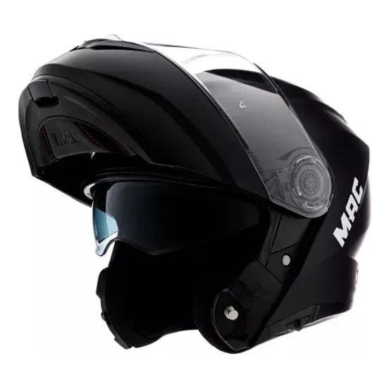 Casco Moto Rebatible Mac Rock Solid Negro Mate Doble Visor