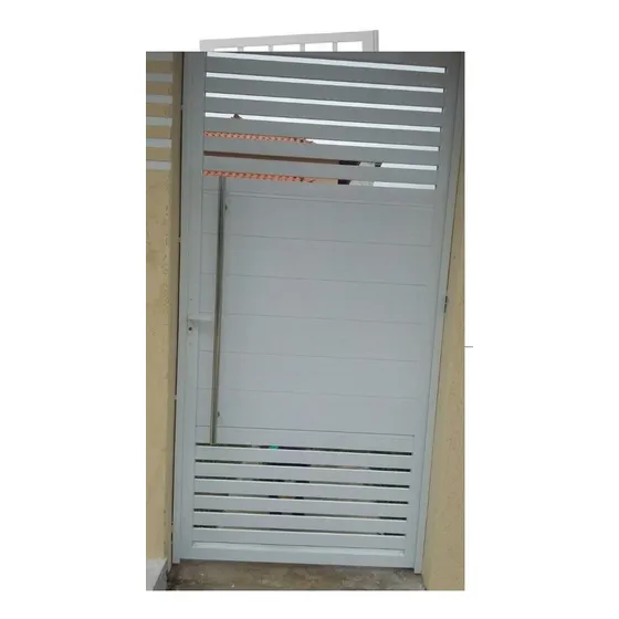 Portão Alumínio De Abrir Branco Perfil + Chapa 0,86x2,00