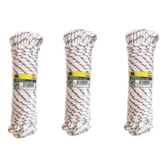 3 Cuerdas Trenzada Cordel Amarra 8mmx15 Mts Soga Multi Uso