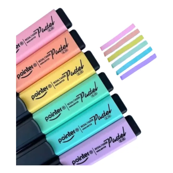 Resaltadores Color Pastel Pointer Set De 6 Colores Marcador