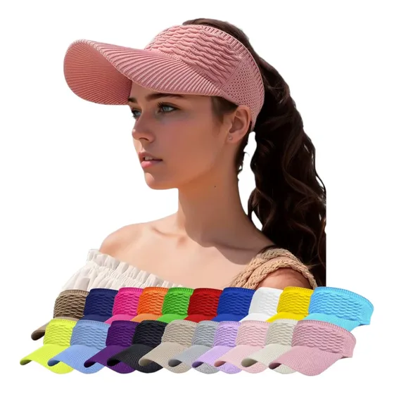 Kit 5 Viseiras Feminina Boné Malha Elástica Rabo De Cavalo