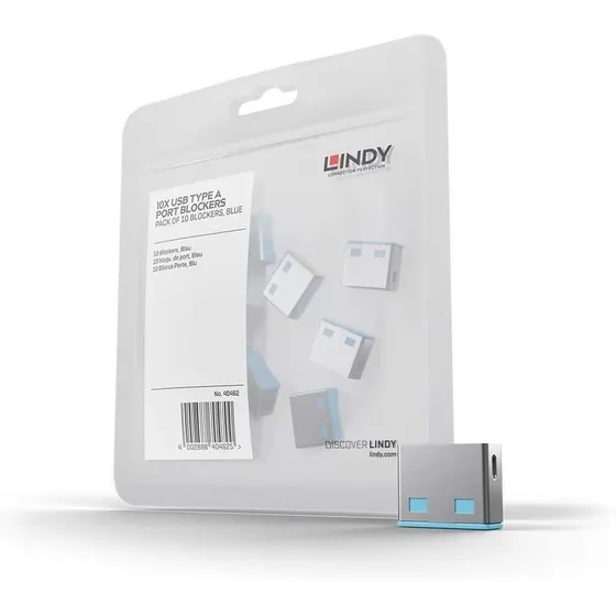 Bloqueador De Puertos Usb Lindy - Paquete De 10 - Azul