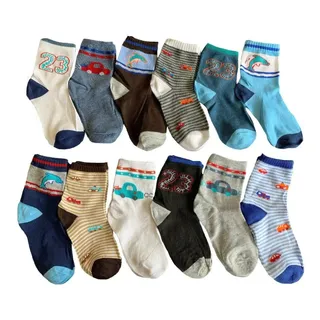 Kit 12 Pares Meias Infantil Atacado Masculino Algodão
