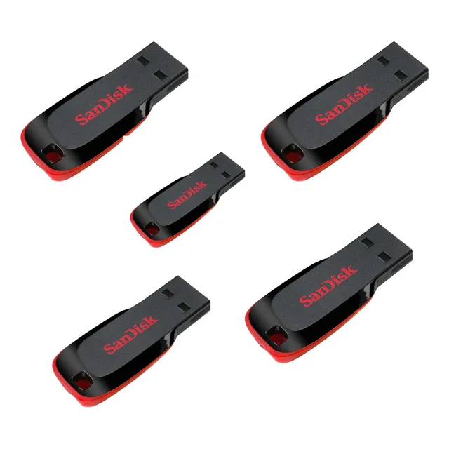 Paquete 5 Pzas Usb 16gb Sandisk Flash 2.0 Sdcz50-016g-b35 Color Negro