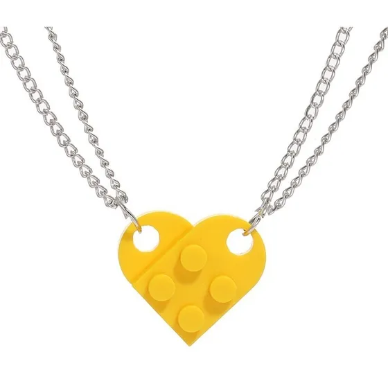 2 Collares Lego Corazón Parejas San Valentín Novios Best