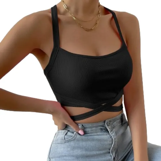 Crop Top Cruzado De Mujer Franela De Dama 