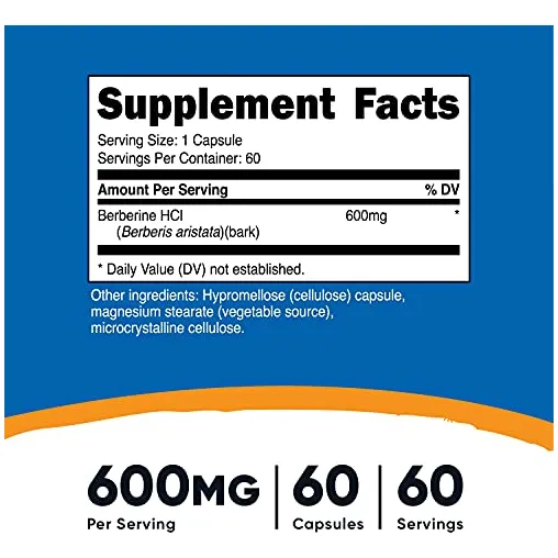 Suplemento Nutricost Berberine Hcl 600 Mg 60 Cápsulas