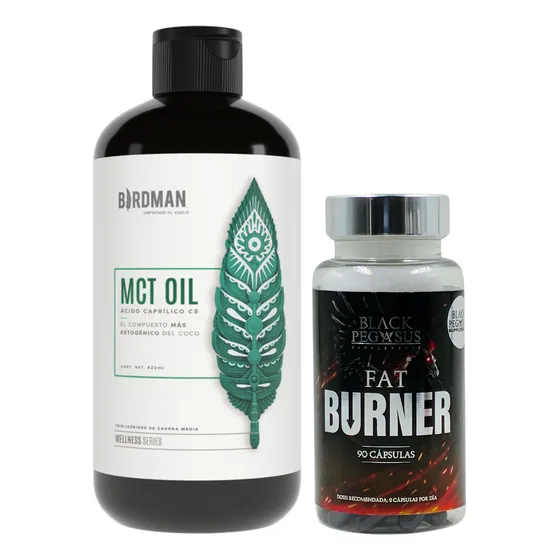Kit Quemador Grasa Corporal + Aceite Mct Birdman 420ml Keto