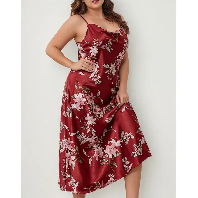 A Vestido De Pijama De Talla Grande For Mujer, Encaje Suave