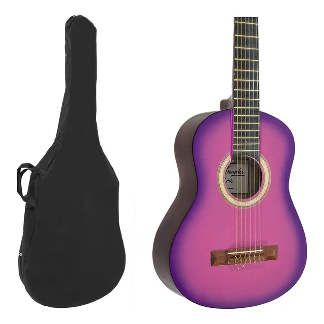 Guitarra Criolla Clásica De Estudio Mediana 3/4 Rosa + Funda