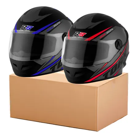 Kit 2 Capacetes Fechado Moto Pro Tork R8 Casal Vis Cristal