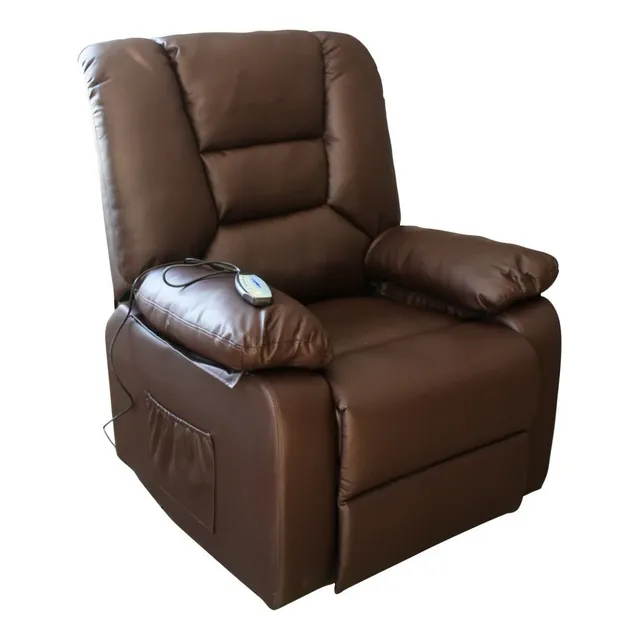 Sillón De Masaje Eléctrico Reposet Lifter (Eleva Usuario 45°) Con Calor En Zona Lumbar Color Café