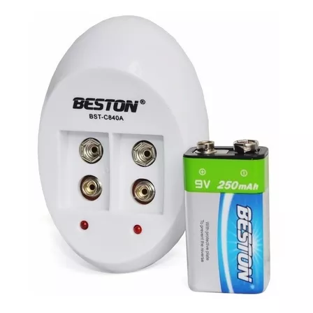 Cargador Beston Doble puerto + bateria cuadrada 9v 250mah