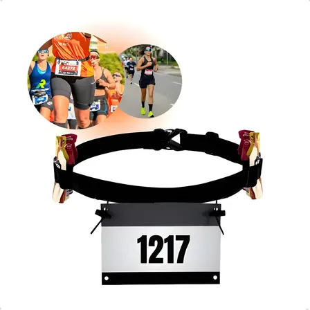 Cinto Porta Numero Para Corrida Triathlon Ciclismo Carbo Gel Preto