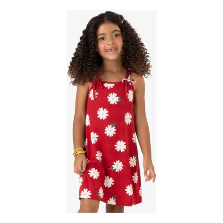 Vestido Infantil Visco Maquinetada Rovi Kids Vermelho