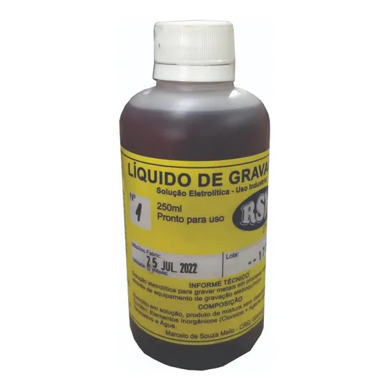 Líquido Gravador 250ml - Aço, Inox, Níquel, Cromados