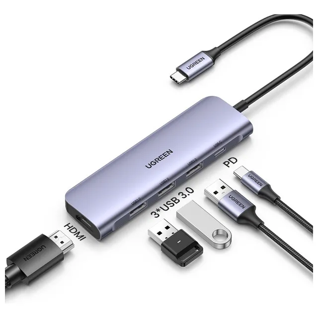 Hub Usb C 5 En 1 Pd Modelo Cm136 15cms Ugreen