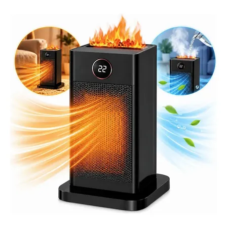 Aquecedor Elétrico Portátil Ptc Cerâmico Humidificação 1500w Preto 110v-1250w