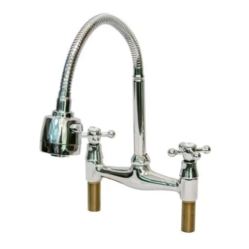 Canilla Griferia Mezcladora Cocina Pico Flexible Con Lluvia 
