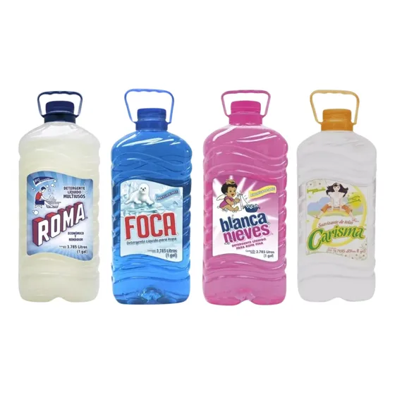 Detergente Líquido Foca, Roma, Carisma, Galón 3.78l 4 Piezas