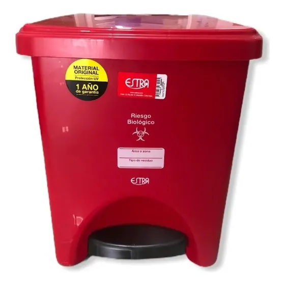 Tacho Basura/papelera Con Pedal Rojo Negro 20 Litros