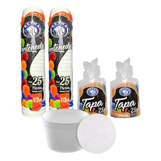 Vaso Térmico 1/2 Litro C/taparanurada Reyma Desechable 50paq Color Blanco