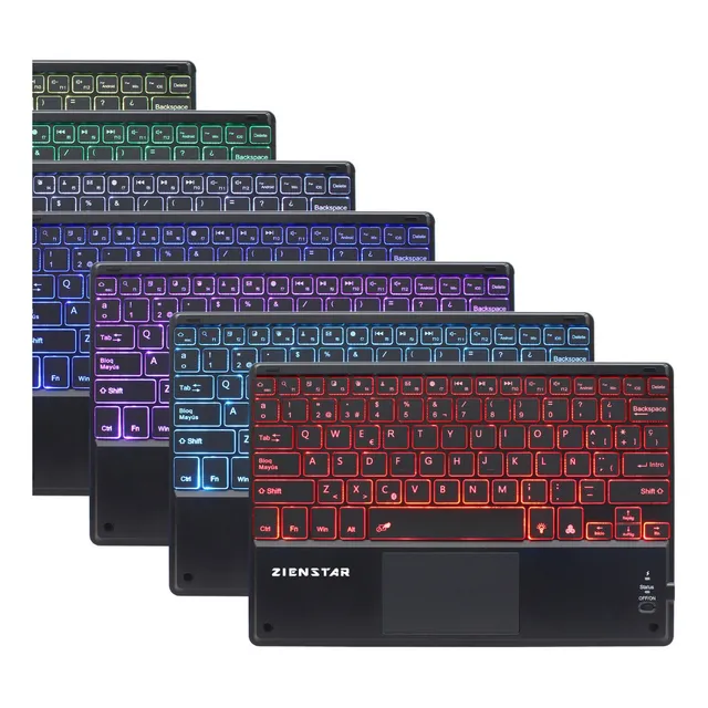  Zienstar Teclado Bluetooth Para Tablet Con Touchpad Y  Ñ 
