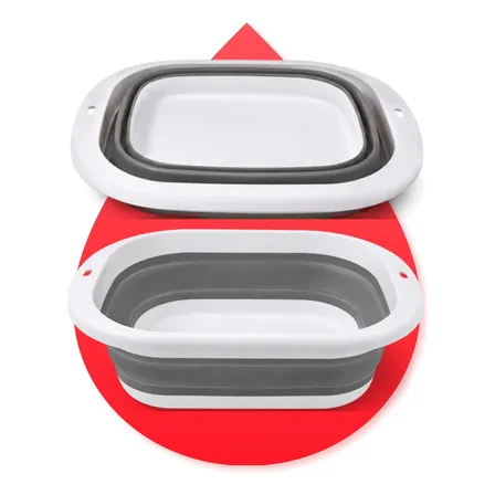 Bacia Retrátil Dobrável 6,4l Balde Silicone Multiuso Pendura Cinza
