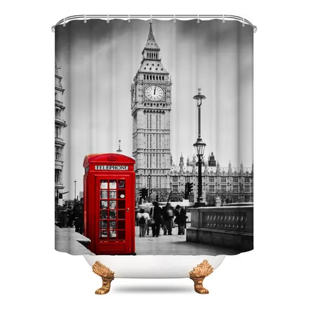 Cortina De Baño De Poliéster Impermeable Diseño De Big Ben