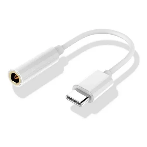 Adaptador Convertidor Usb Tipo C A Auxiliar 3.5 Mm Color Blanco
