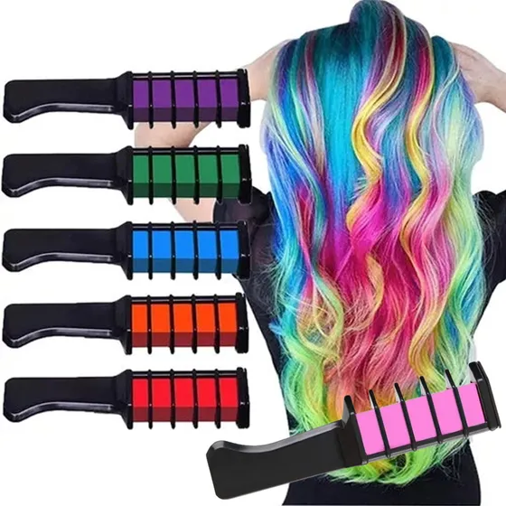 Peine De Tiza Para Cabello 6 Piezas Tinte De Color Temporal 
