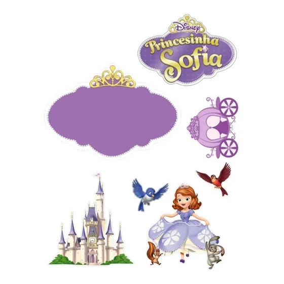 Topo Topper Decoração Bolo Aniversário Princesa Sofia