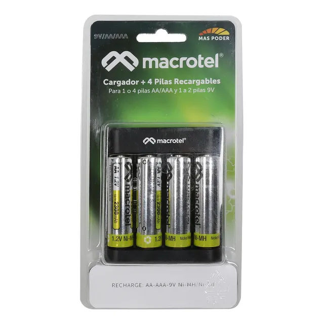 Cargador Macrotel Aa/aaa/batería +4 Pilas Aa 2300mah