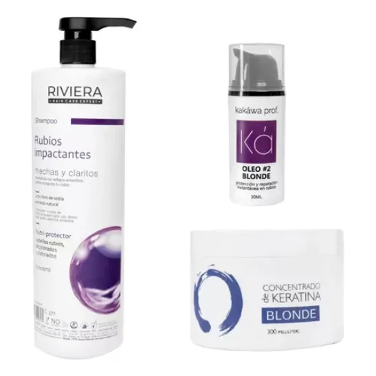 Kit Matizador - Shampoo Violet + Keratina Blonde + Oleo
