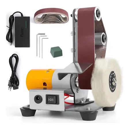 Mini Lixadeira Elétrica De Compacta Cinta Bancada 10 Cintas 127/220v Prateado 50hz/60hz