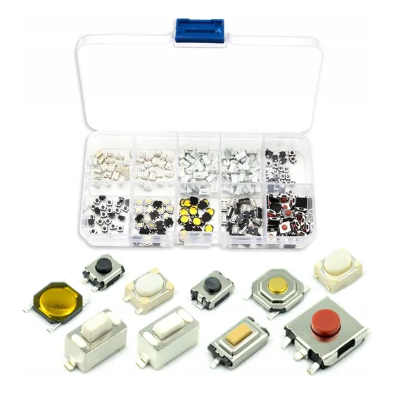 500 Piezas Push Button Boton 10 Modelos Smd Microswitch Caja
