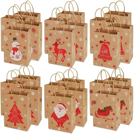 24 Bolsas De Papel Kraft Bolsas De Regalo De Navidad