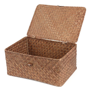 Cesta Con Tapa, Cesta De Almacenamiento Rectangular Tejida Cesta Con Tapa, Cesta De Almacenamiento Rectangular Tejida