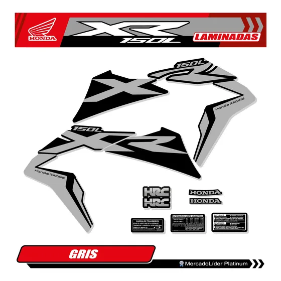 Kit Calcos Gráfica Honda Xr 150 - Gris - Laminados!