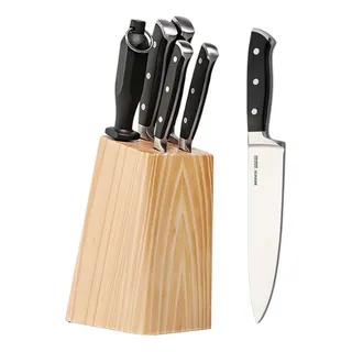 Conjunto De Facas 6 Peças Com Cepo Infinity - Brinox Conjunto De Facas 6 Peças Com Cepo Infinity - Brinox
