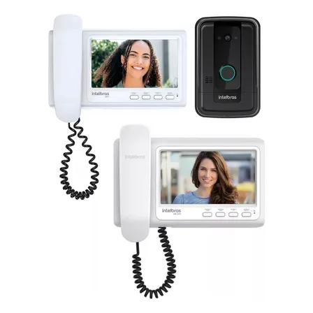 Kit Video Porteiro Ivr 7 Intelbras Com 2 Internos Tela 7' Branco 127/220v