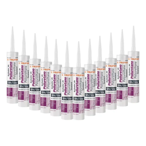 Selladores De Poliuretano, Gris 280ml 12 Piezas Truper